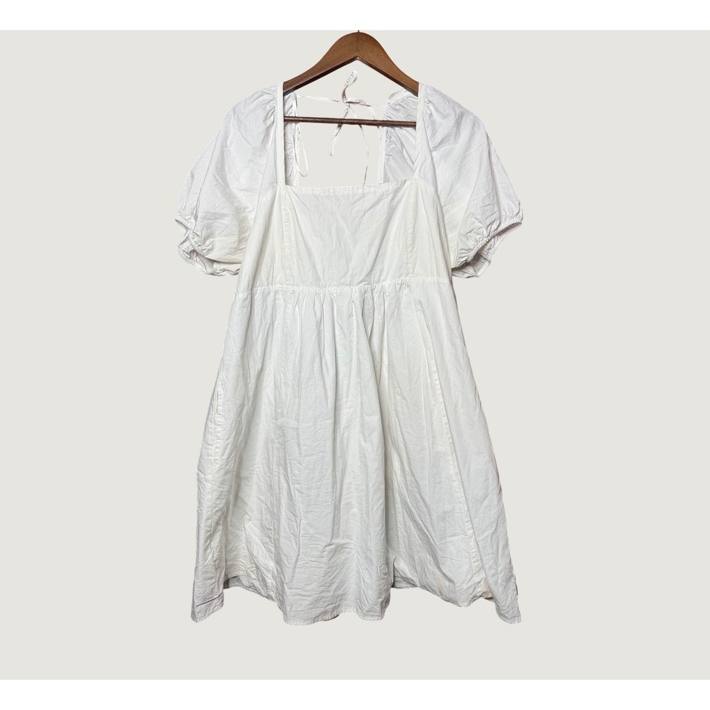 Draper James Babydoll Dress Women 2X White Good Puff Sleeve Smocked EHMD256